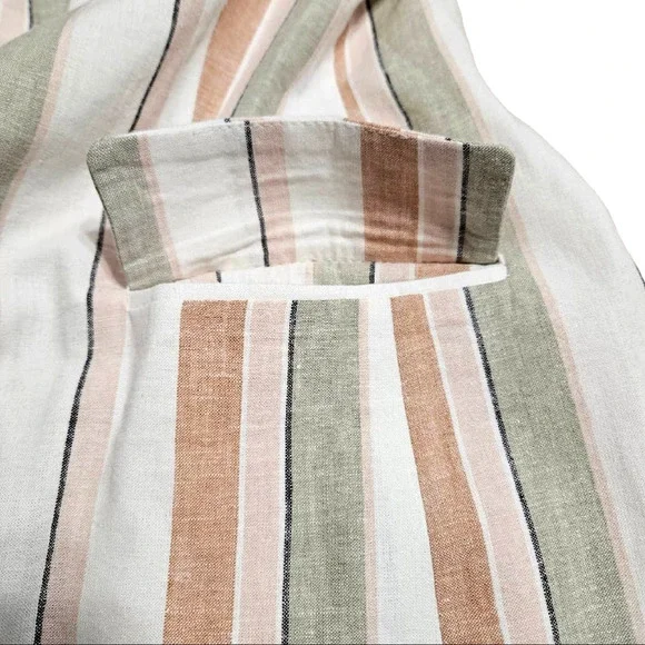 Rachel Zoe Pastel Striped Linen Oversized Padded Shoulder Blazer Jacket Size XS - Picture 8 of 8